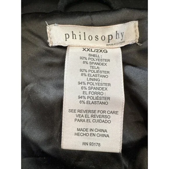 Philosophy Black Womens Motorcycle Jacket 2X Polyester Spandex Blend - Picture 5 of 8